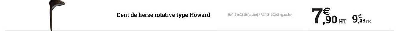 Dent de herse rotative type Howard