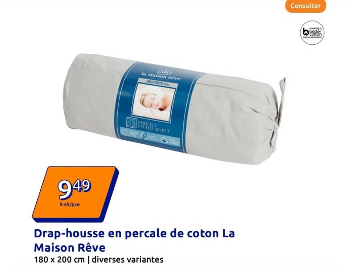 Drap-housse en percale de coton La Maison Rêve
