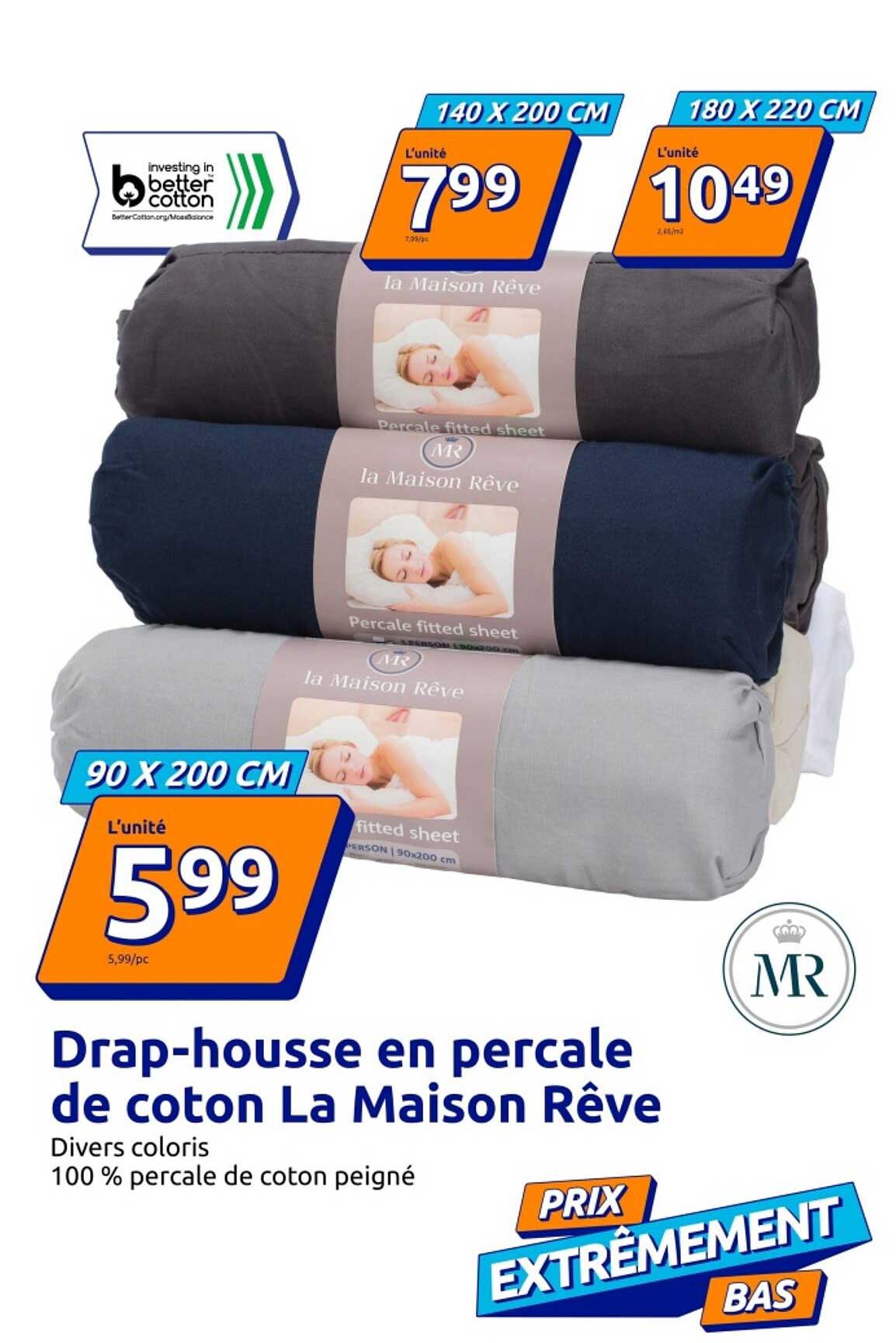 Drap-housse en percale de coton La Maison Rêve