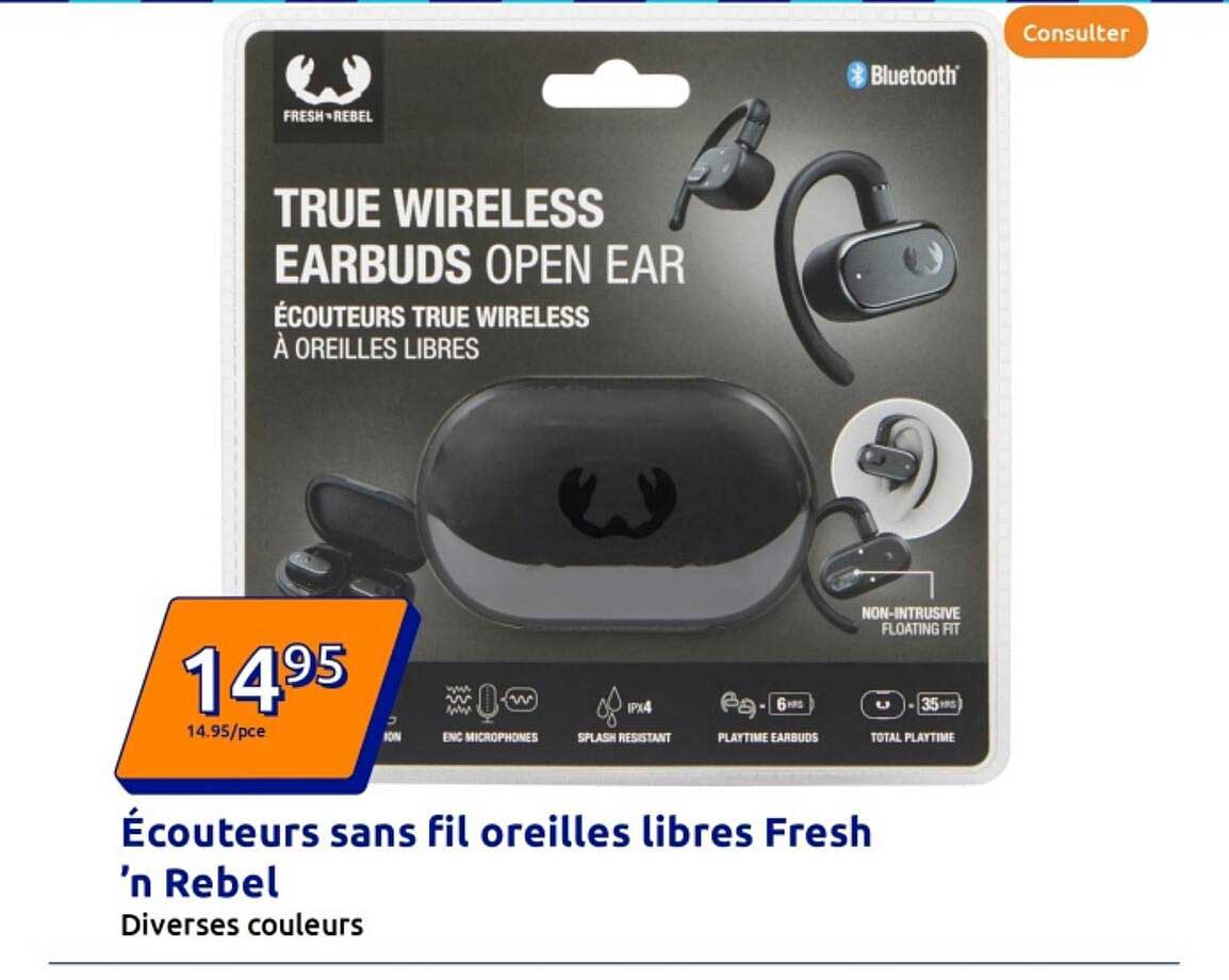 Écouteurs sans fil oreilles libres Fresh 'n Rebel
