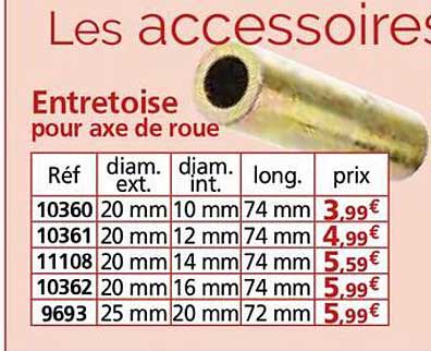 Entretoise pour axe de roue