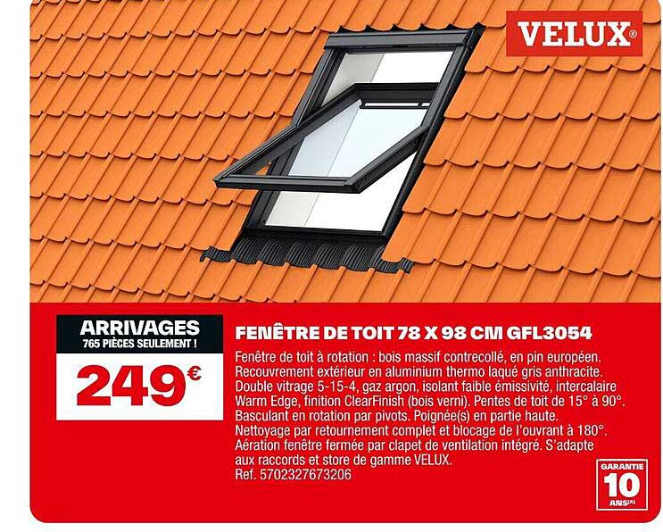 FENÊTRE DE TOIT 78 X 98 CM GFL3054