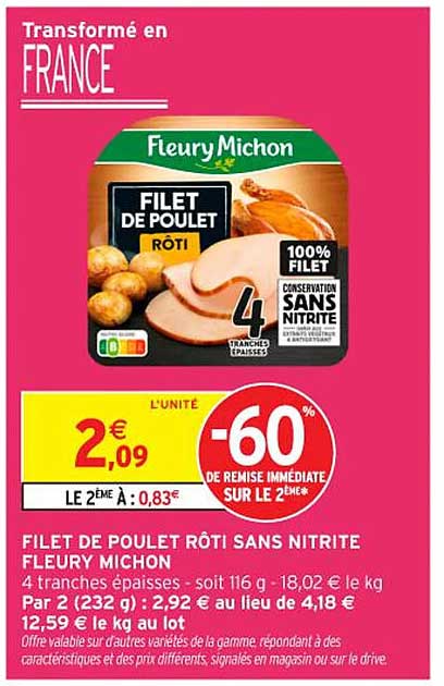 FILET DE POULET RÔTI SANS NITRITE FLEURY MICHON