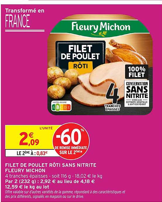 FILET DE POULET RÔTI SANS NITRITE FLEURY MICHON