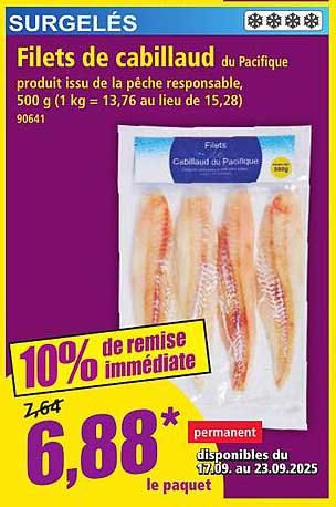 Filets de cabillaud du Pacifique