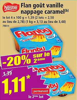Flan goût vanille nappage caramel