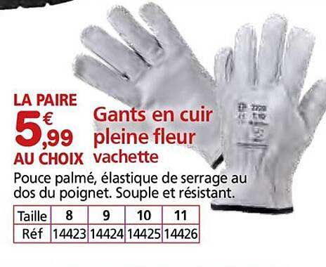 Gants en cuir pleine fleur vachette