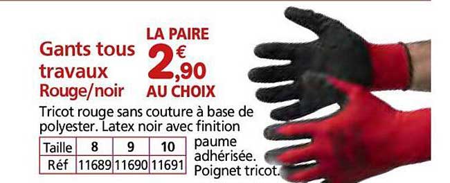 Gants tous travaux Rouge/noir