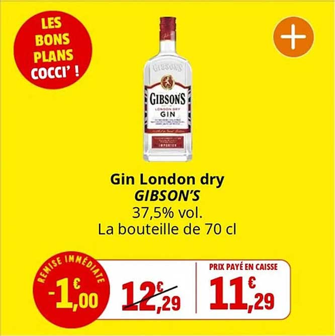 Gin London dry GIBSON'S 37,5% vol. La bouteille de 70 cl