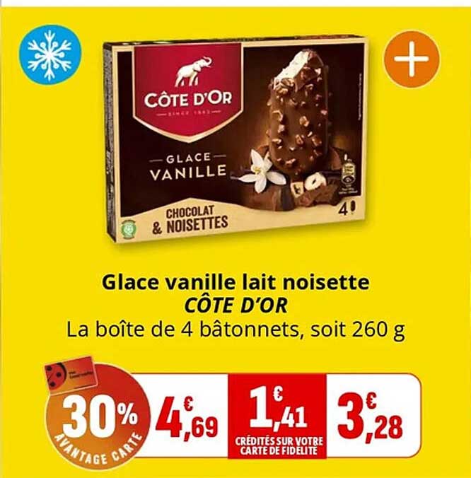 Glace vanille lait noisette CÔTE D'OR