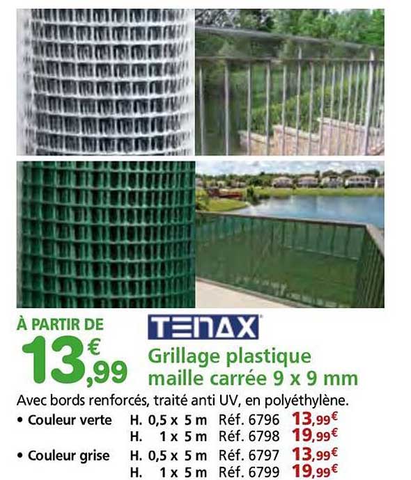 Grillage plastique maille carrée 9 x 9 mm