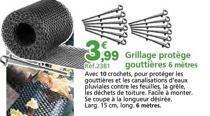 Grillage protège gouttières 6 mètres
