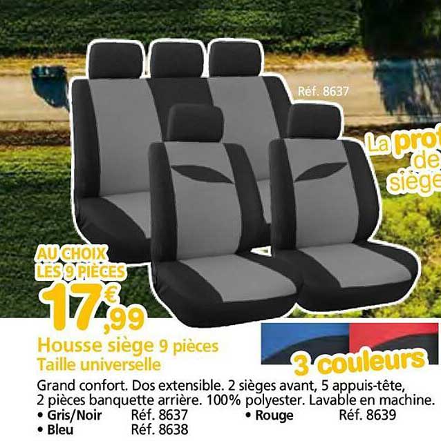 Housse siège 9 pièces