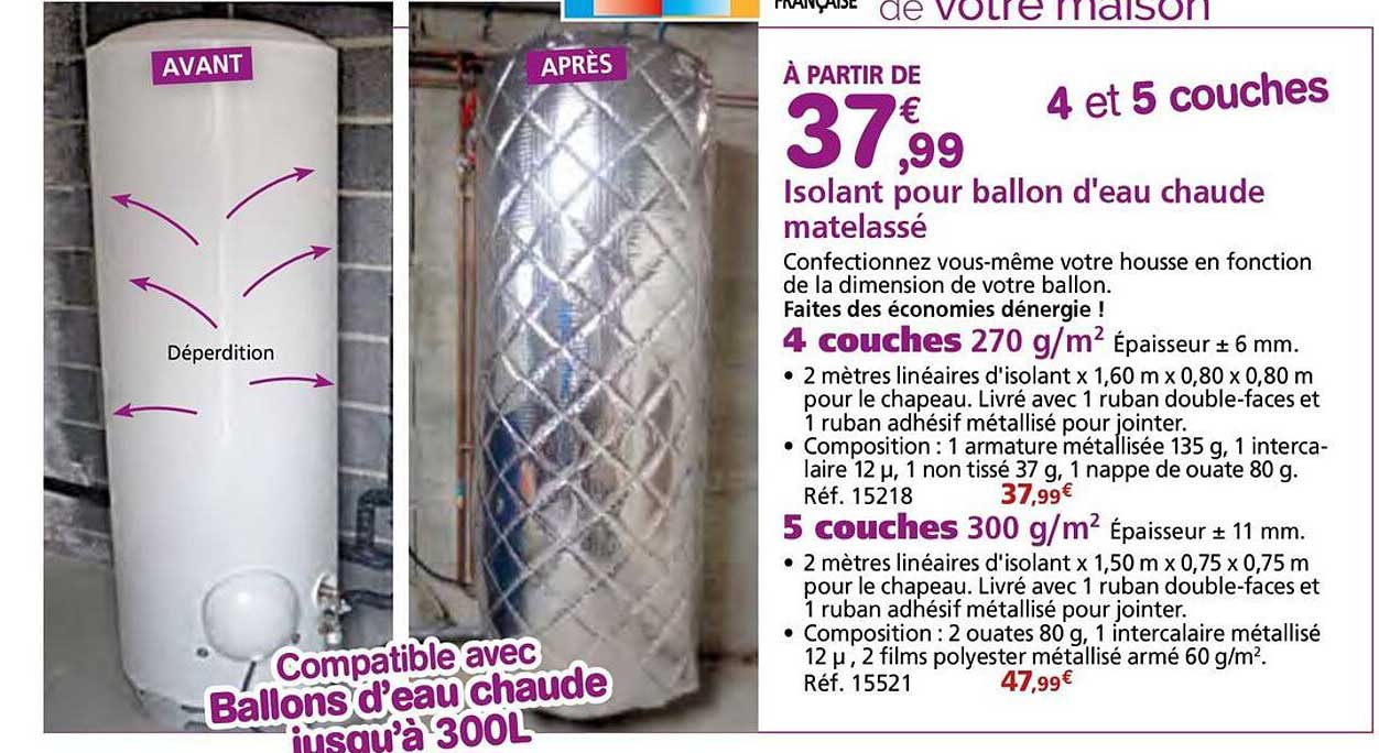 Isolant pour ballon d'eau chaude matelassé