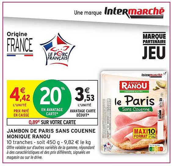 JAMBON DE PARIS SANS COUENNE MONIQUE RANOU