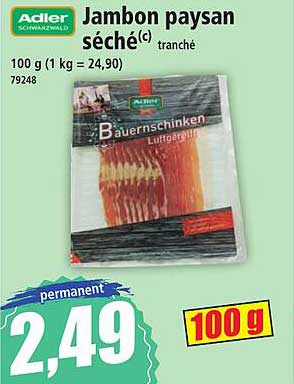 Jambon paysan séché(c) tranché