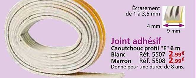 Joint adhésif Caoutchouc profil "E" 6 m
