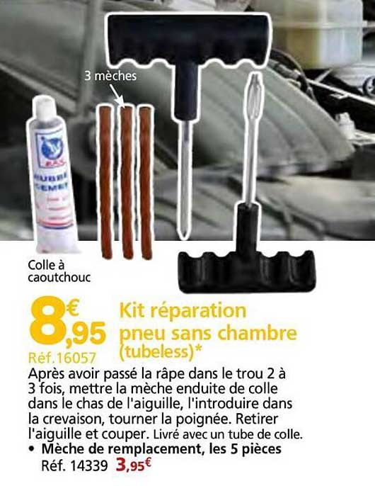 Kit réparation pneu sans chambre (tubeless)*
