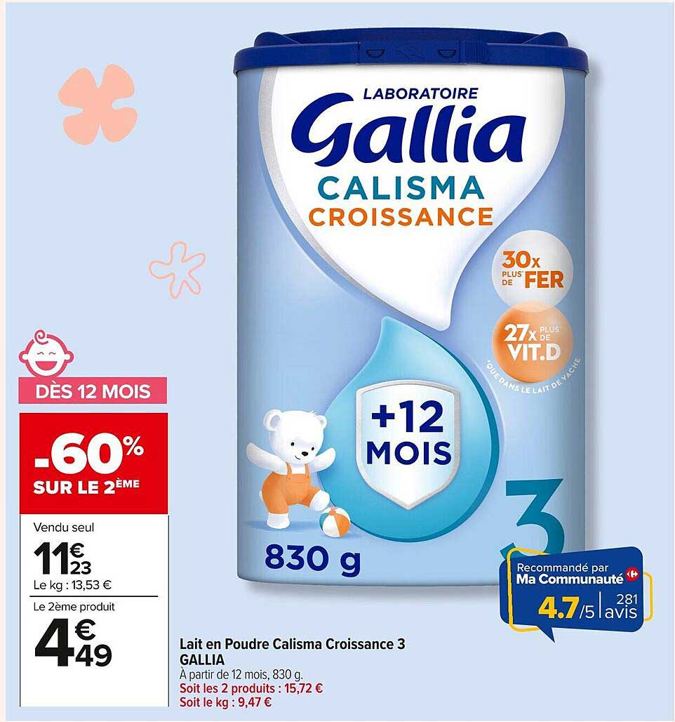 Lait en Poudre Calisma Croissance 3 GALLIA