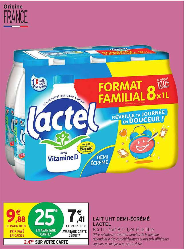 LAIT UHT DEMI-ÉCRÉMÉ LACTEL