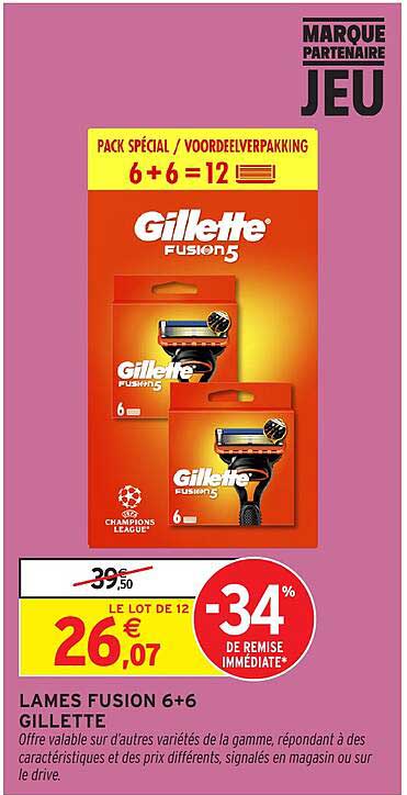 LAMES FUSION 6+6 GILLETTE