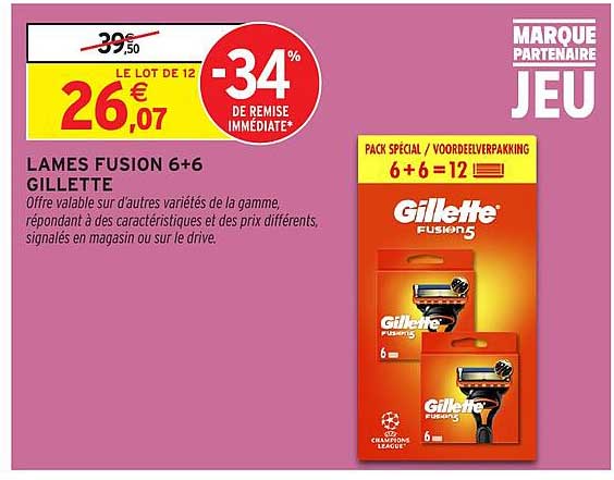 LAMES FUSION 6+6 GILLETTE