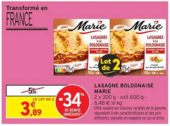LASAGNE BOLOGNAISE MARIE