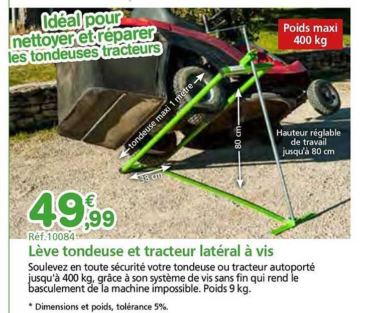 Lève tondeuse et tracteur latéral à vis