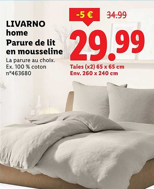 LIVARNO home Parure de lit en mousseline