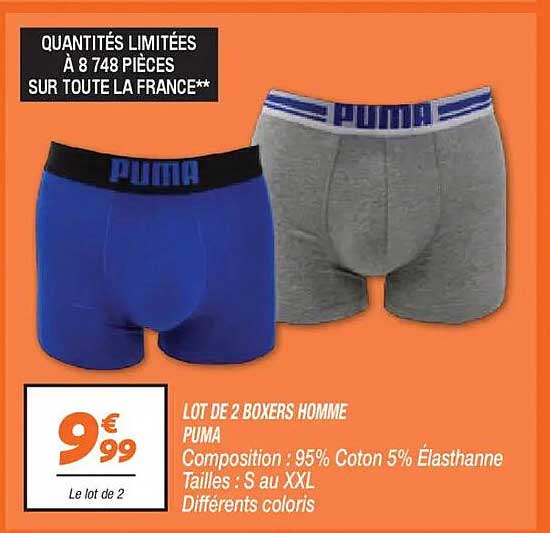 LOT DE 2 BOXERS HOMME PUMA