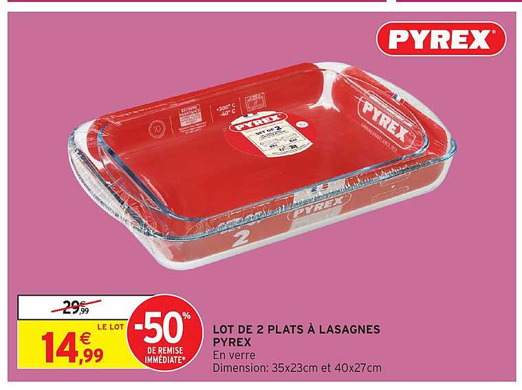 LOT DE 2 PLATS À LASAGNES PYREX