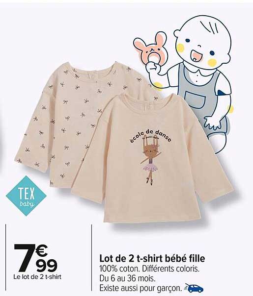 Lot de 2 t-shirt bébé fille