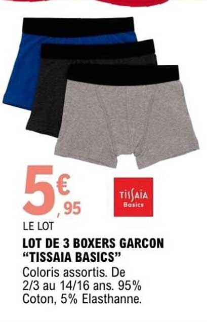LOT DE 3 BOXERS GARCON "TISSAIA BASICS"