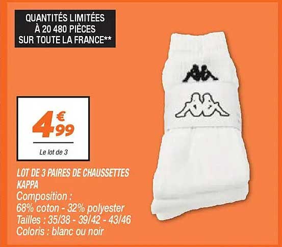 LOT DE 3 PAIRS DE CHAUSSETTES KAPPA