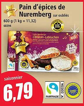 Pain d'épices de Nuremberg sur oubliés