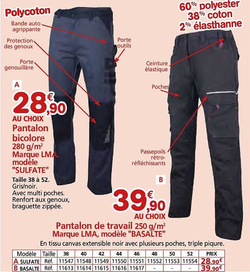 Pantalon bicolore 280 g/m² Marque LMA, modèle "SULFATE"