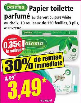 Papier toilette parfumé au thé vert ou pure white
