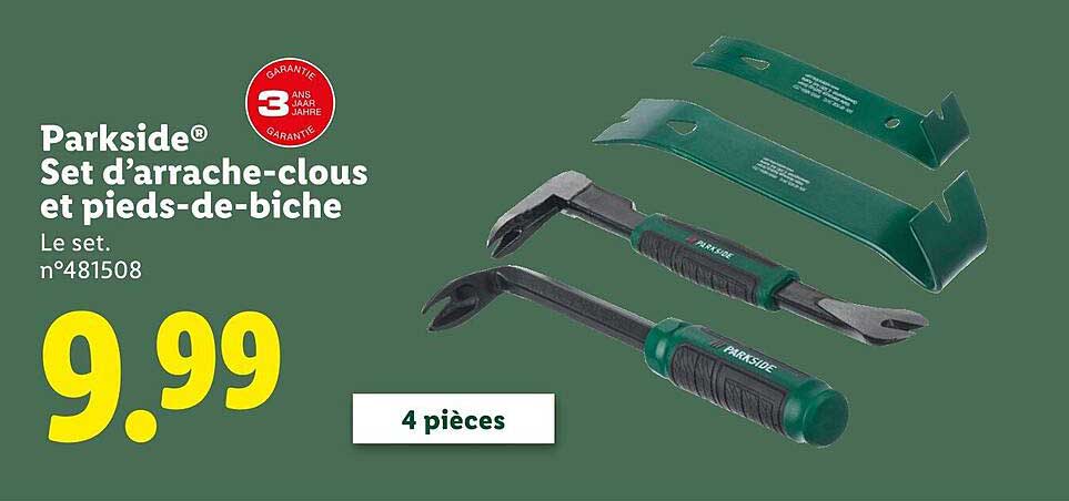 Parkside® Set d'arrache-clous et pieds-de-biche