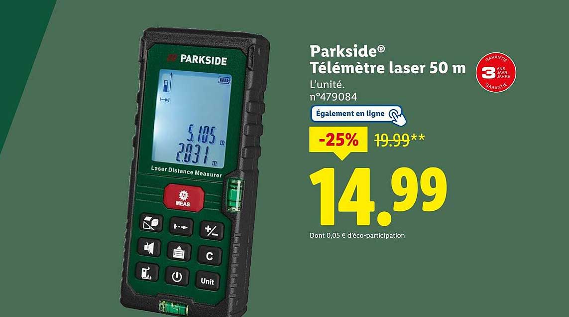 Parkside® Télémètre laser 50 m