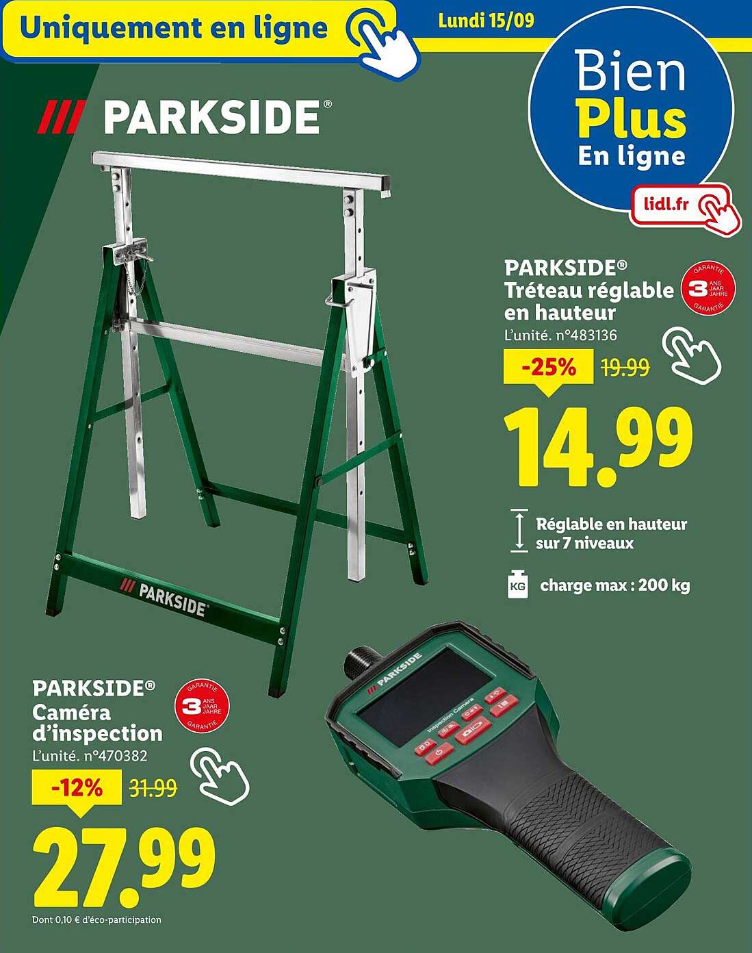 PARKSIDE® Tréteau réglable en hauteur
