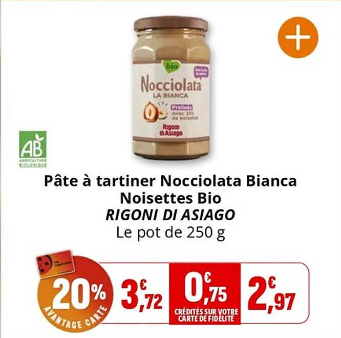 Pâte à tartiner Nocciolata Bianca Noisettes Bio RIGONI DI ASIAGO