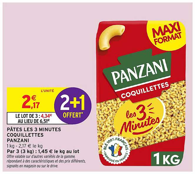 PÂTES LES 3 MINUTES COQUILLETTES PANZANI