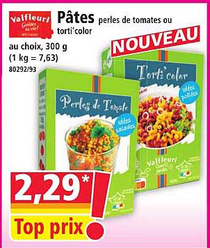 Pâtes perles de tomates ou torti’color