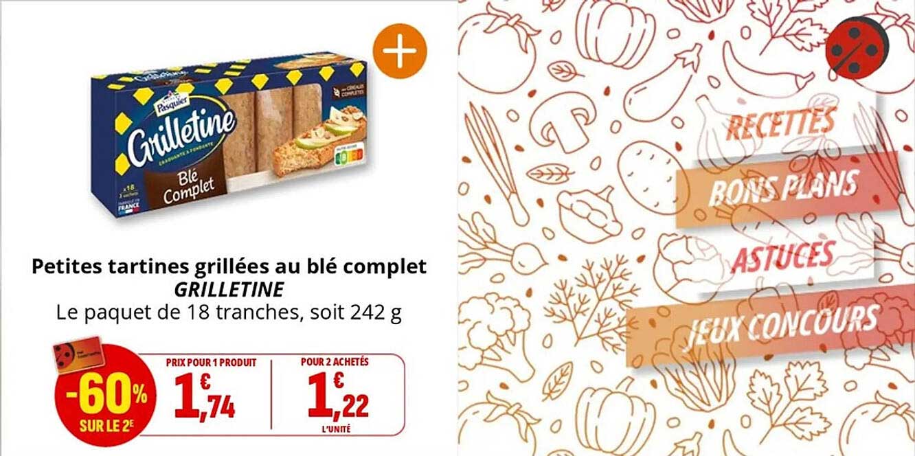Petites tartines grillées au blé complet GRILLETINE