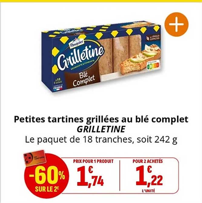 Petites tartines grillées au blé complet GRILLETINE