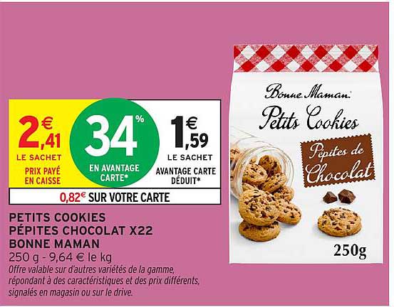 PETITS COOKIES PÉPITES CHOCOLAT X22 BONNE MAMAN