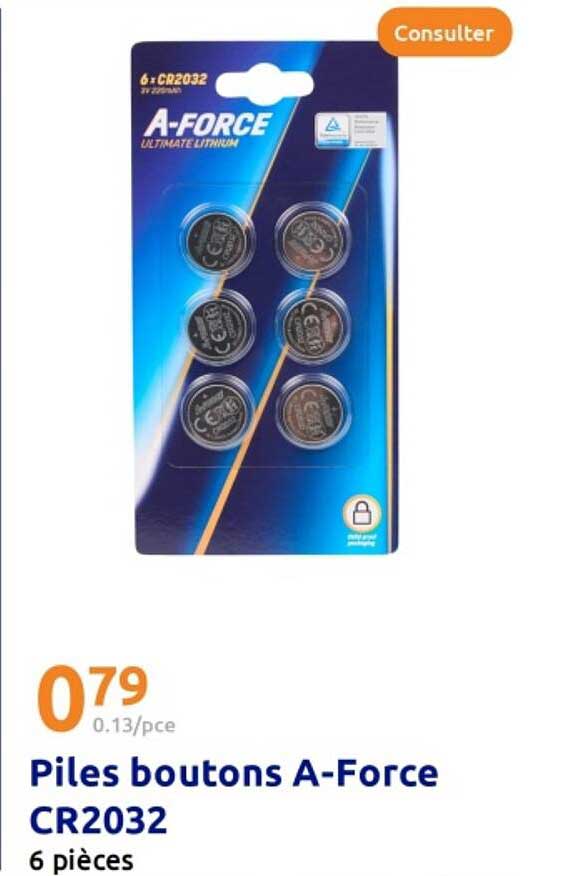 Piles boutons A-Force CR2032