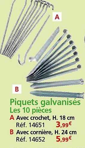 Piquets galvanisés Les 10 pièces