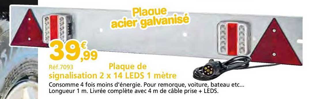 Plaque de signalisation 2 x 14 LEDS 1 mètre