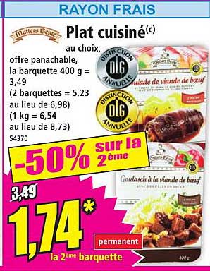 Plat cuisiné(c) au choix